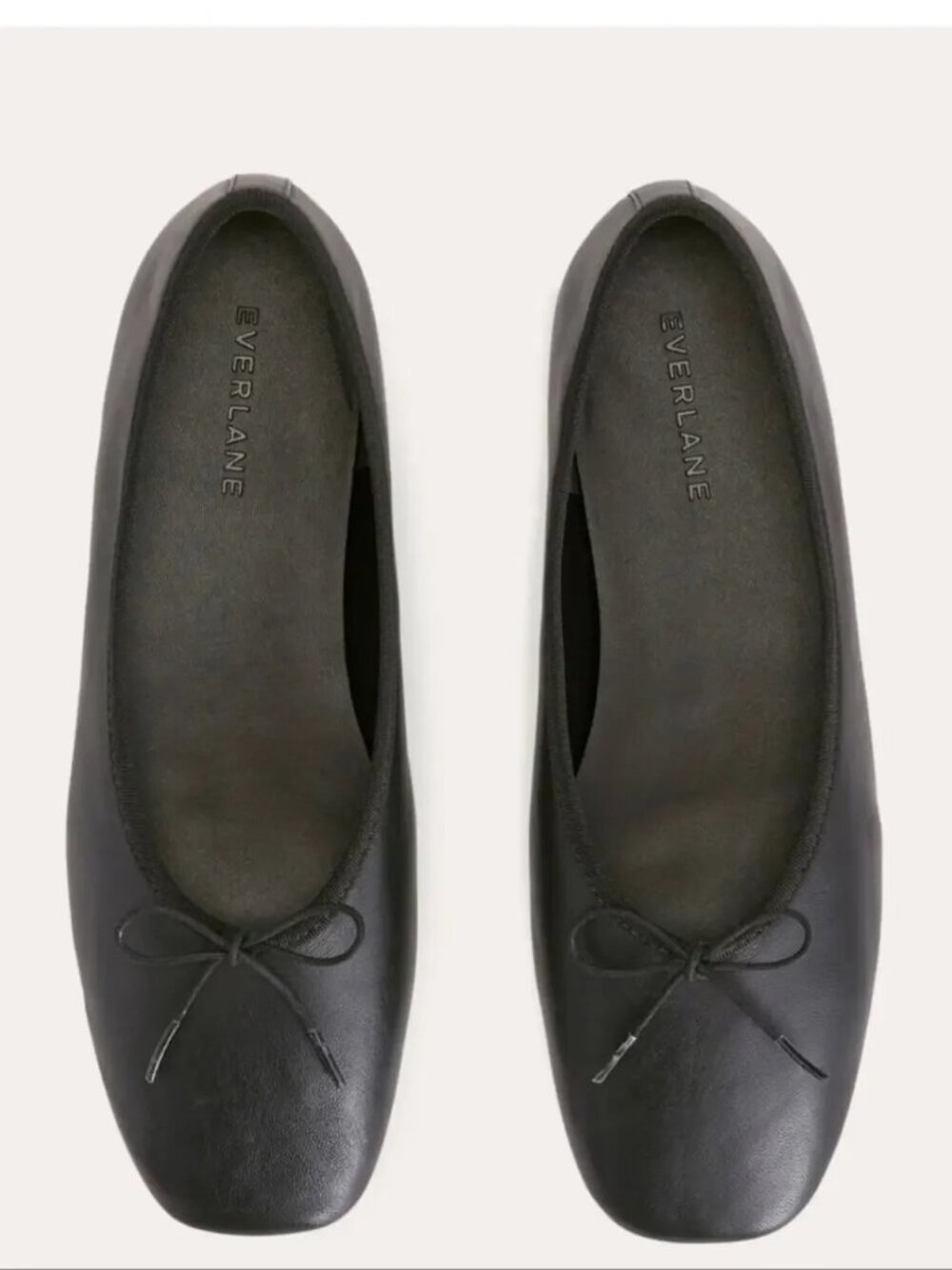 Everlane Black Leather Day Ballet Flat Square Toe Size 10 Brand New In Box